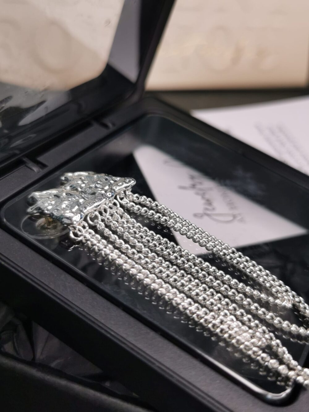 Sleek Silver Waterfall Earrings